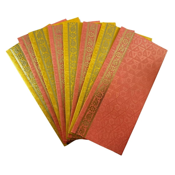 10 x Pink Tree Shagun Envelopes Asian Wedding Money Gift Salami Cash Wallets